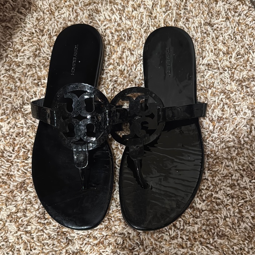 Tory Burch Glossy Black Sandals